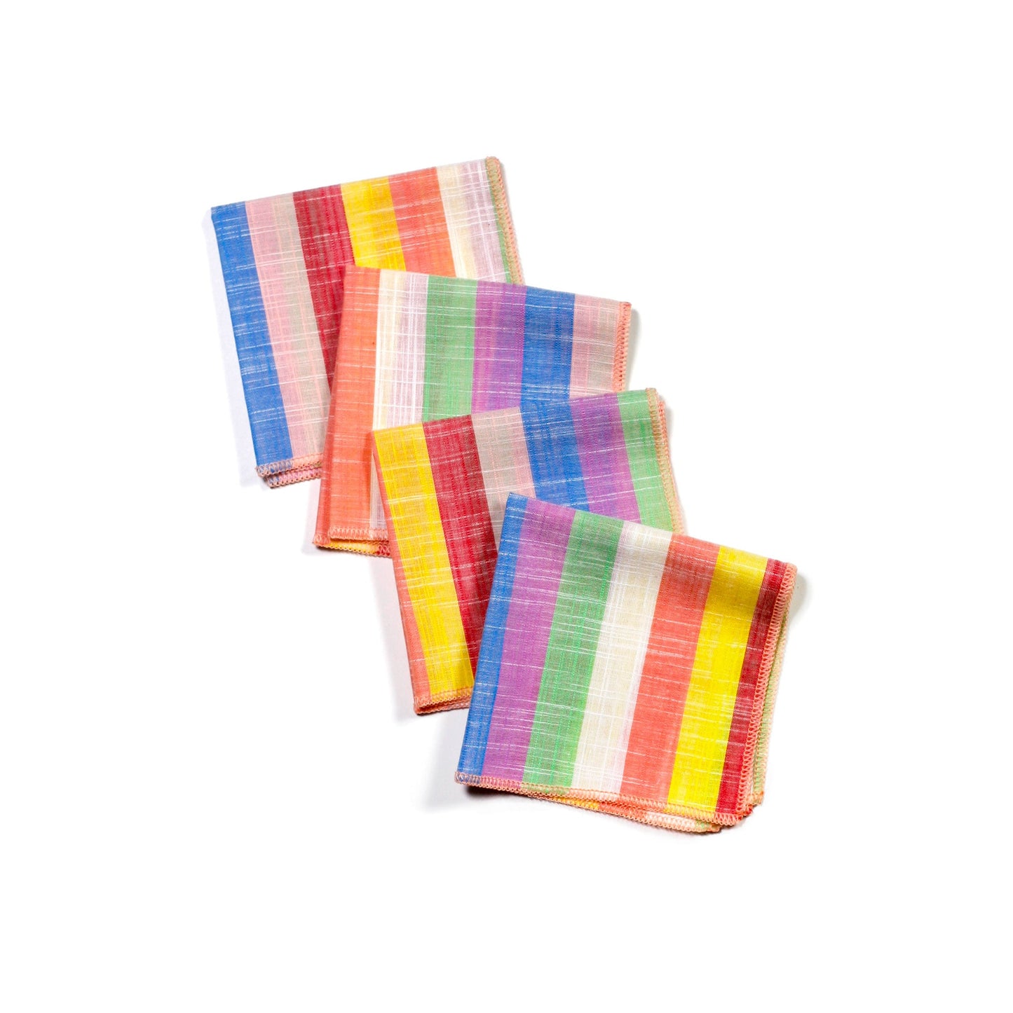 Rainbow Sherbet Multi-color Striped Cocktail Napkins, Set/4