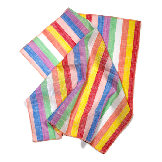 Rainbow Sherbet Multi-color Striped Dinner Napkins, Set of 2