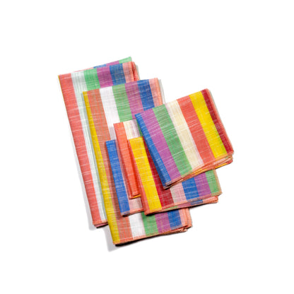 Rainbow Sherbet Multi-color Striped Cocktail Napkins, Set/4