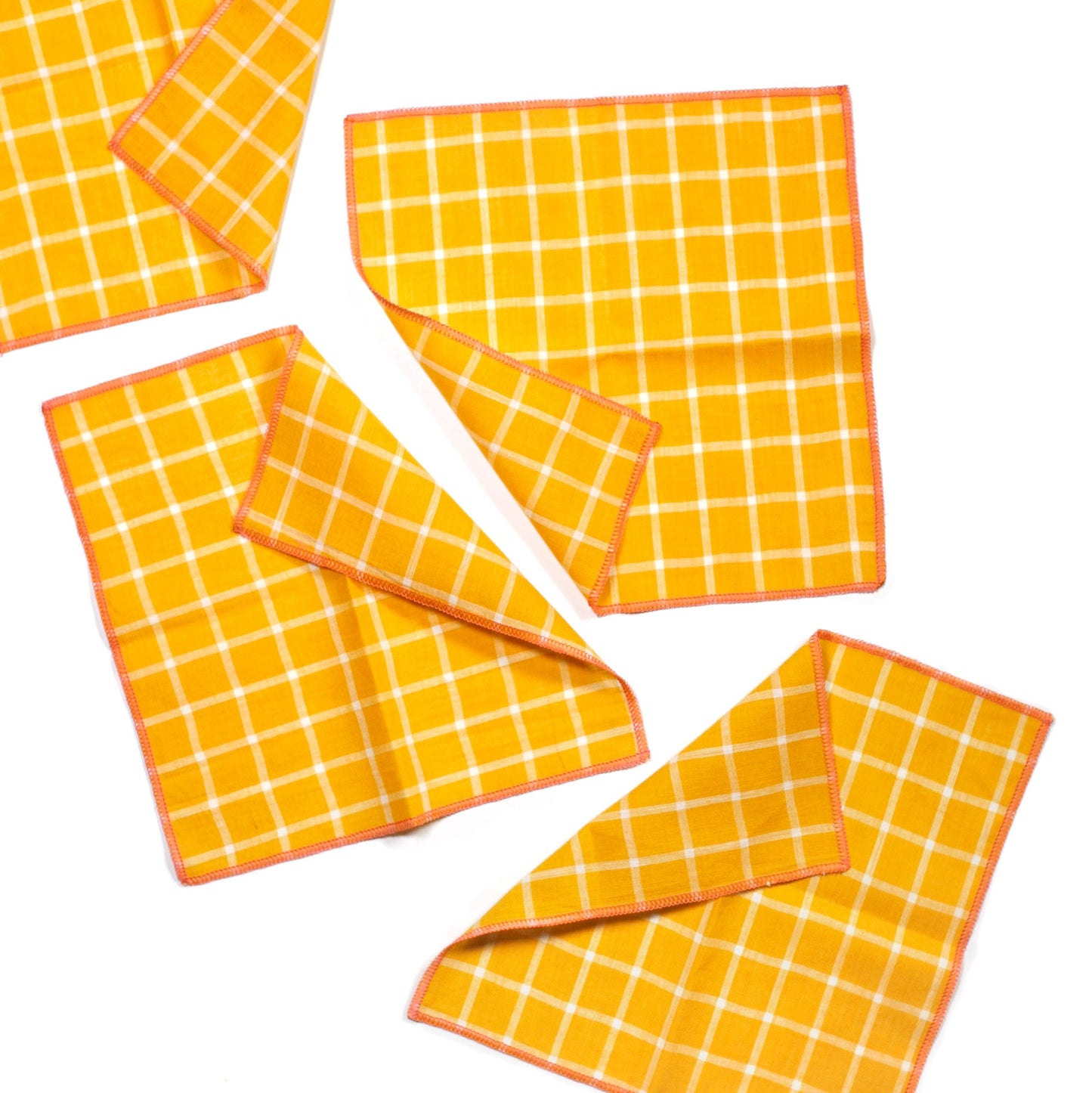 Tepache Yellow Windowpane Cloth Cocktail Napkins, Set of 4