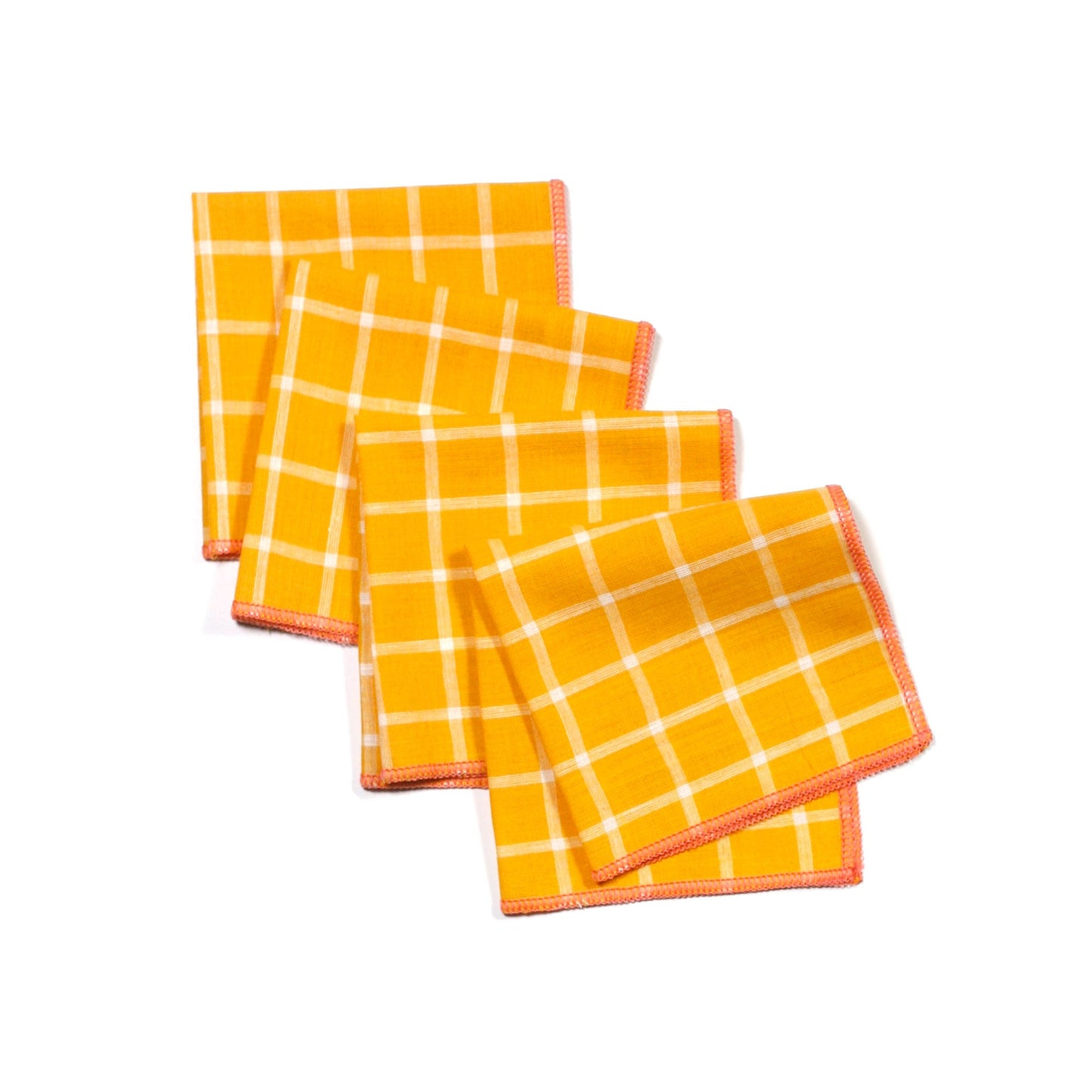 Tepache Yellow Windowpane Cloth Cocktail Napkins, Set of 4