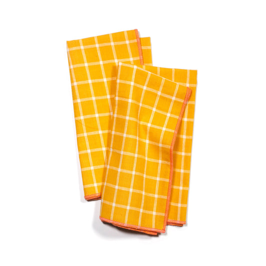 Tepache Yellow Windowpane Cloth Dinner Napkins, Set of 2