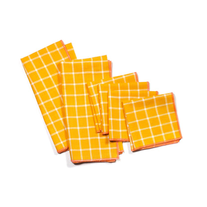 Tepache Yellow Windowpane Cloth Dinner Napkins, Set of 2