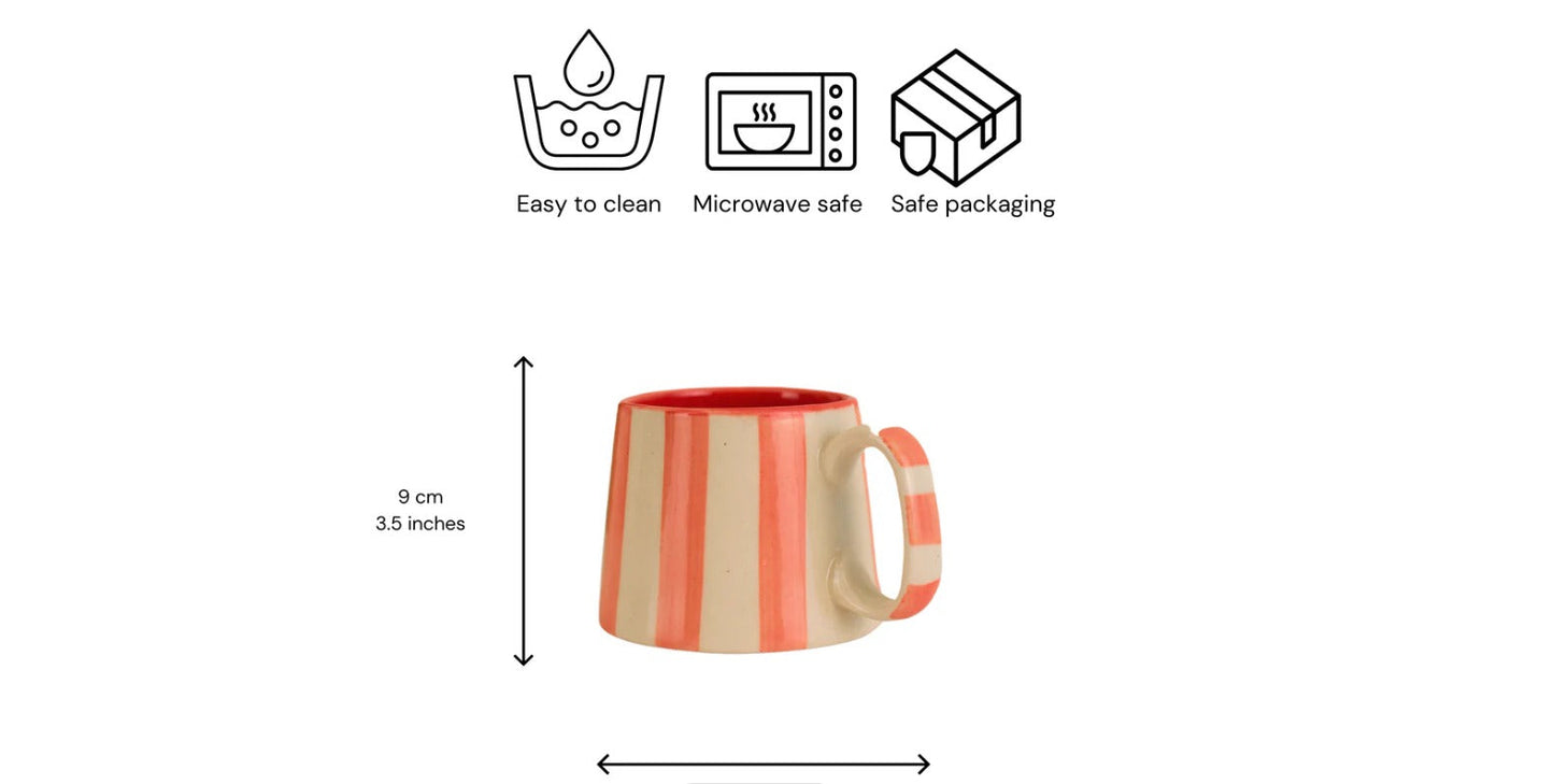 Ceramic Pink Stripe  Coffee cup- 220ml (SET OF 6)