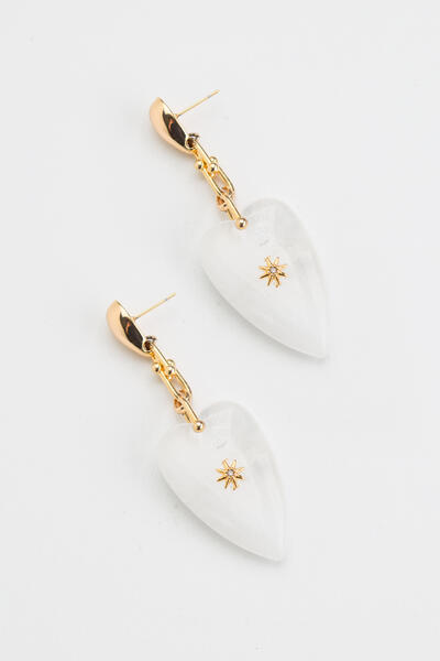 White Heart-Shaped Crystal Celestial Earrings