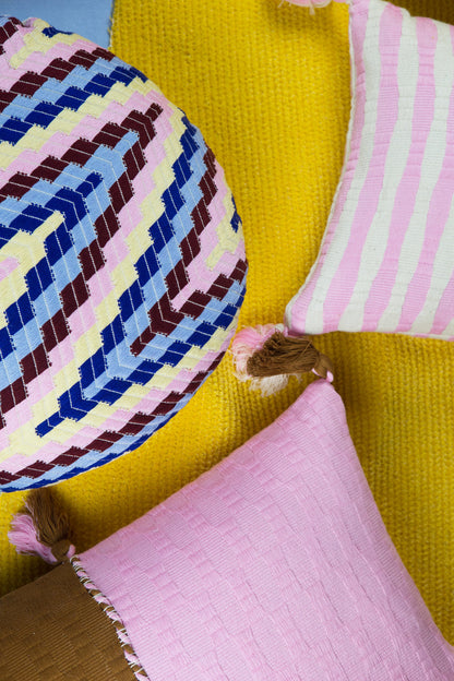 Antigua Pillow - Baby Pink and Umber Colorblocked