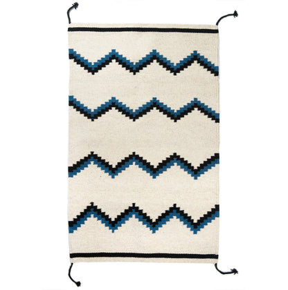 Zapotec Blue & Black Zig Zag Rug #6