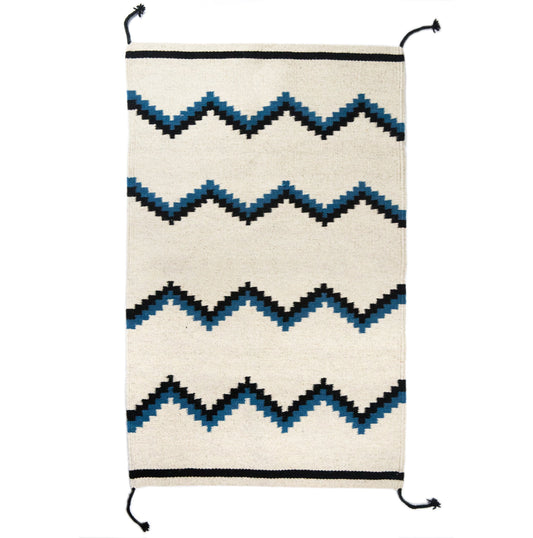Zapotec Blue & Black Zig Zag Rug #6