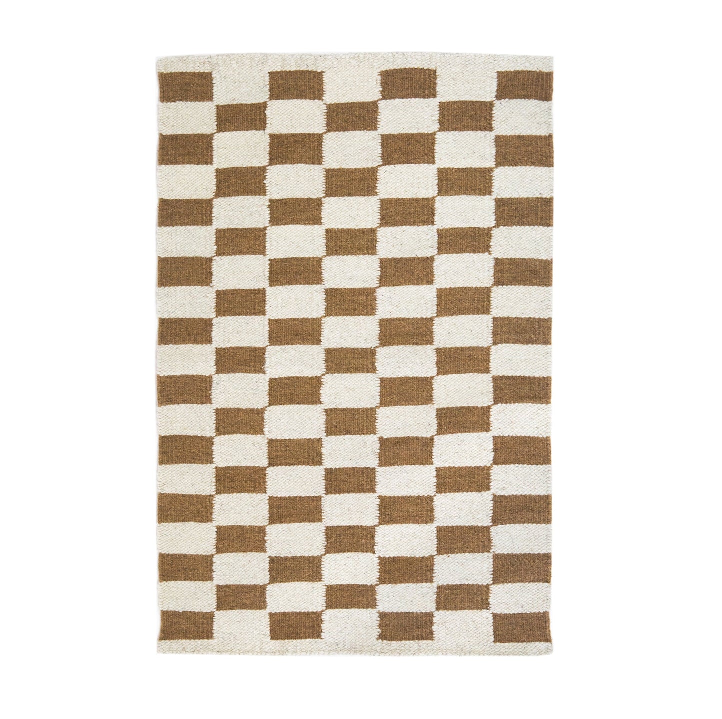 Zapotec Checkered Rug in Umber & Ivory