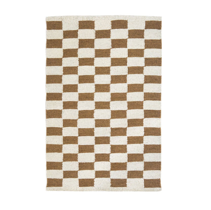 Zapotec Checkered Rug in Umber & Ivory
