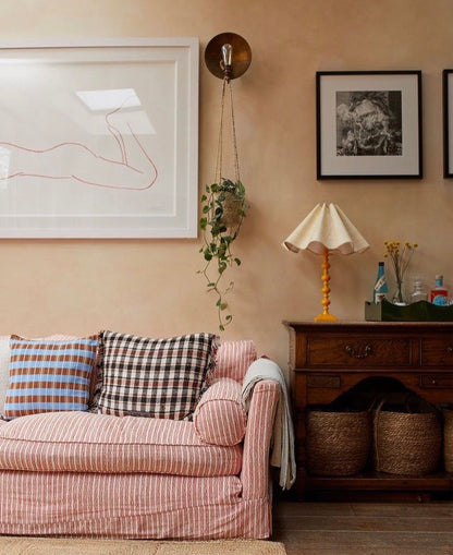 Santiago Grid Pillow - Blue and Umber