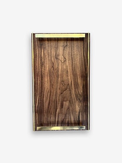 Afternoon Delight Tray in Black Walnut with Solid Brass Handles by The Wooden Palate - MONC XIII