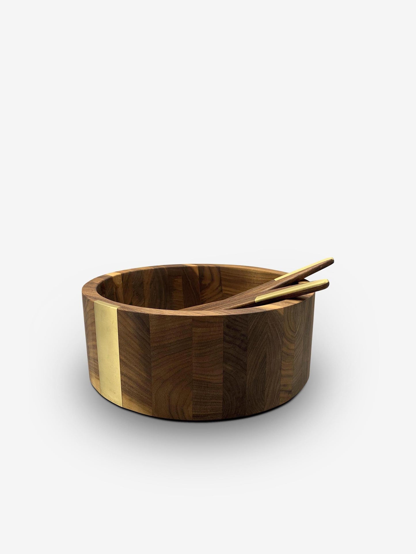 Angled Salad Server with Brass Inlay by The Wooden Palate