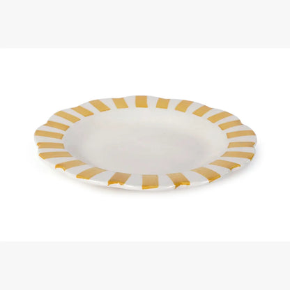 Ceramic Stripe Dinner Plate, Yellow - 10 x 10 x 1.25 Inches