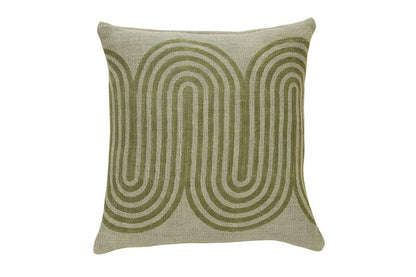 Block Printed Waves Throw Pillow, Winter Sage - 18x18 inch