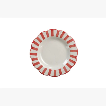 Ceramic stripe Salad Plate, 8.25x 8.25 x 1.25 Inches- Red