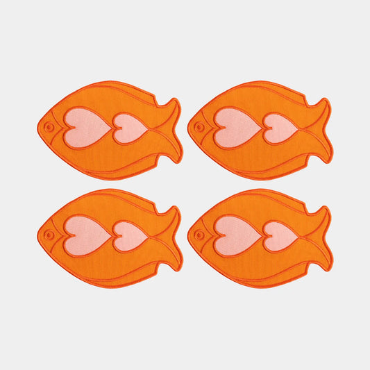 Octaevo Cocktail Coasters - Fish Orange (Set of 4)