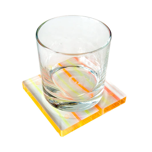 Canetti Colorful Coasters - Set of 4 in Yellow/Orange