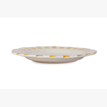 Ceramic Stripe Dinner Plate, Yellow - 10 x 10 x 1.25 Inches