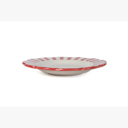 Ceramic stripe Salad Plate, 8.25x 8.25 x 1.25 Inches- Red