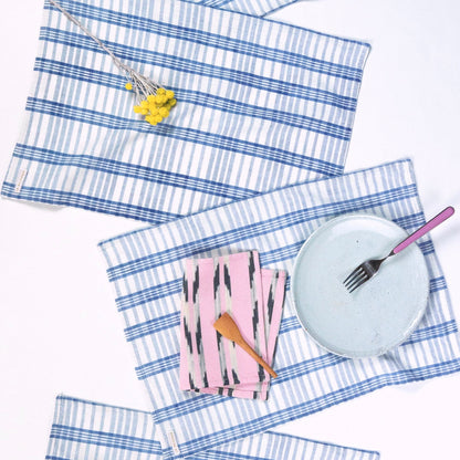 Coco Plaid Placemat in Natural Indigo