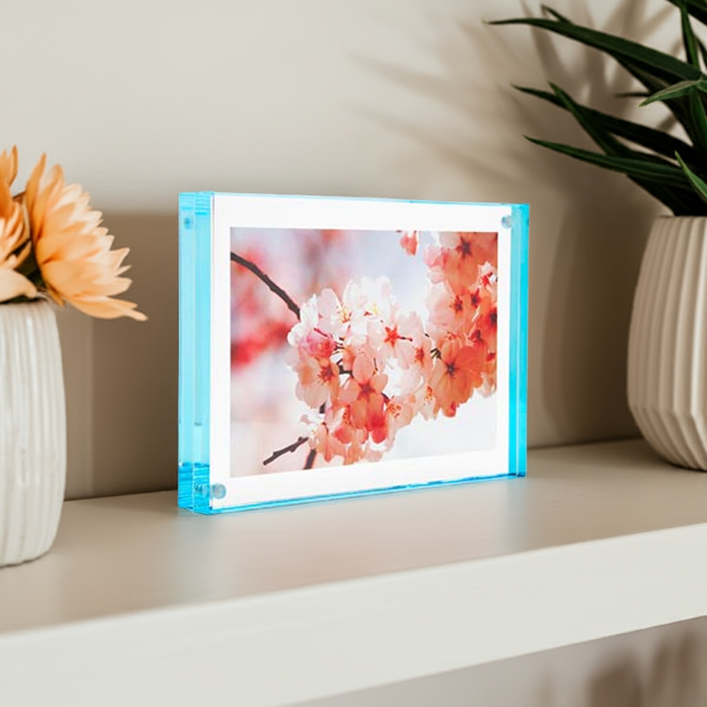 Color Edge Acrylic Magnet Frame in Aqua