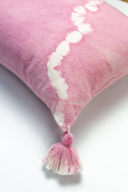 Pink Natural Dyed Shibori Tassel Pillows