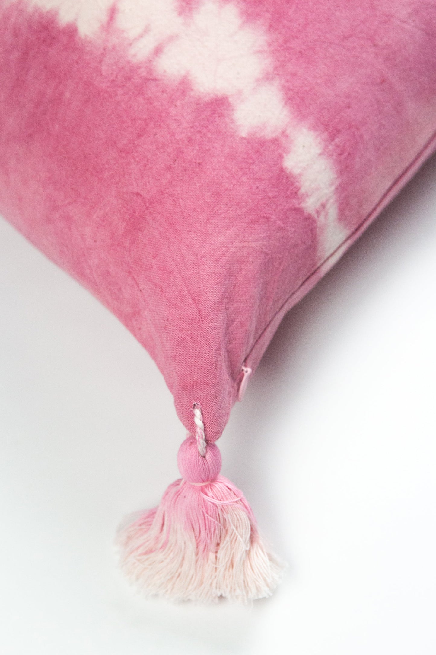 Pink Natural Dyed Shibori Tassel Pillows