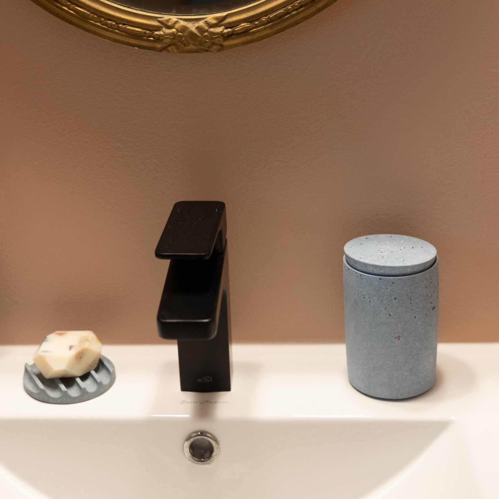 Cotton Swab Holder | Light Blue Terrazzo - pretti.cool
