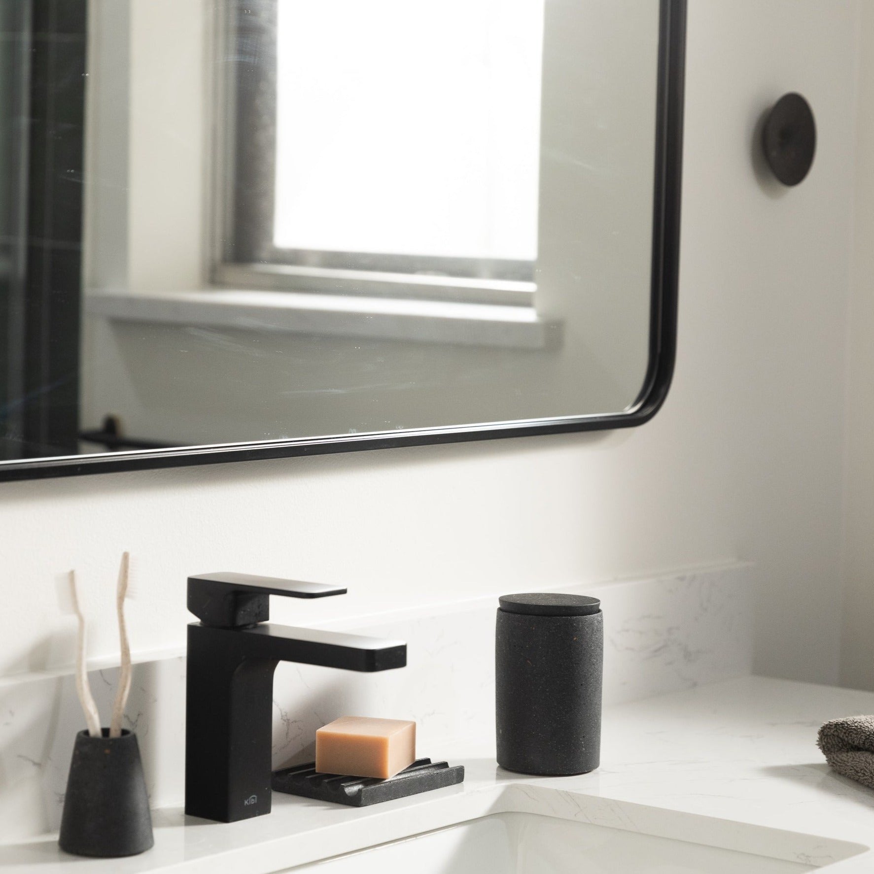 Cotton Swab Holder (w/o lid) | Black Terrazzo - pretti.cool