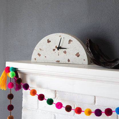 Mantle Clock | White Terrazzo - pretti.cool