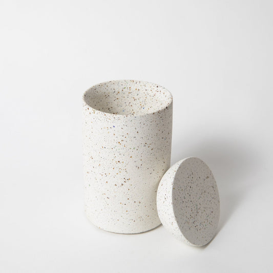 Cotton Swab Holder | White Terrazzo - pretti.cool