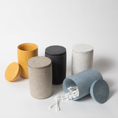 Cotton Swab Holder (w/o lid) | Black Terrazzo - pretti.cool