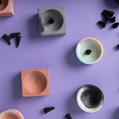 Square Incense Holder | Grey & White