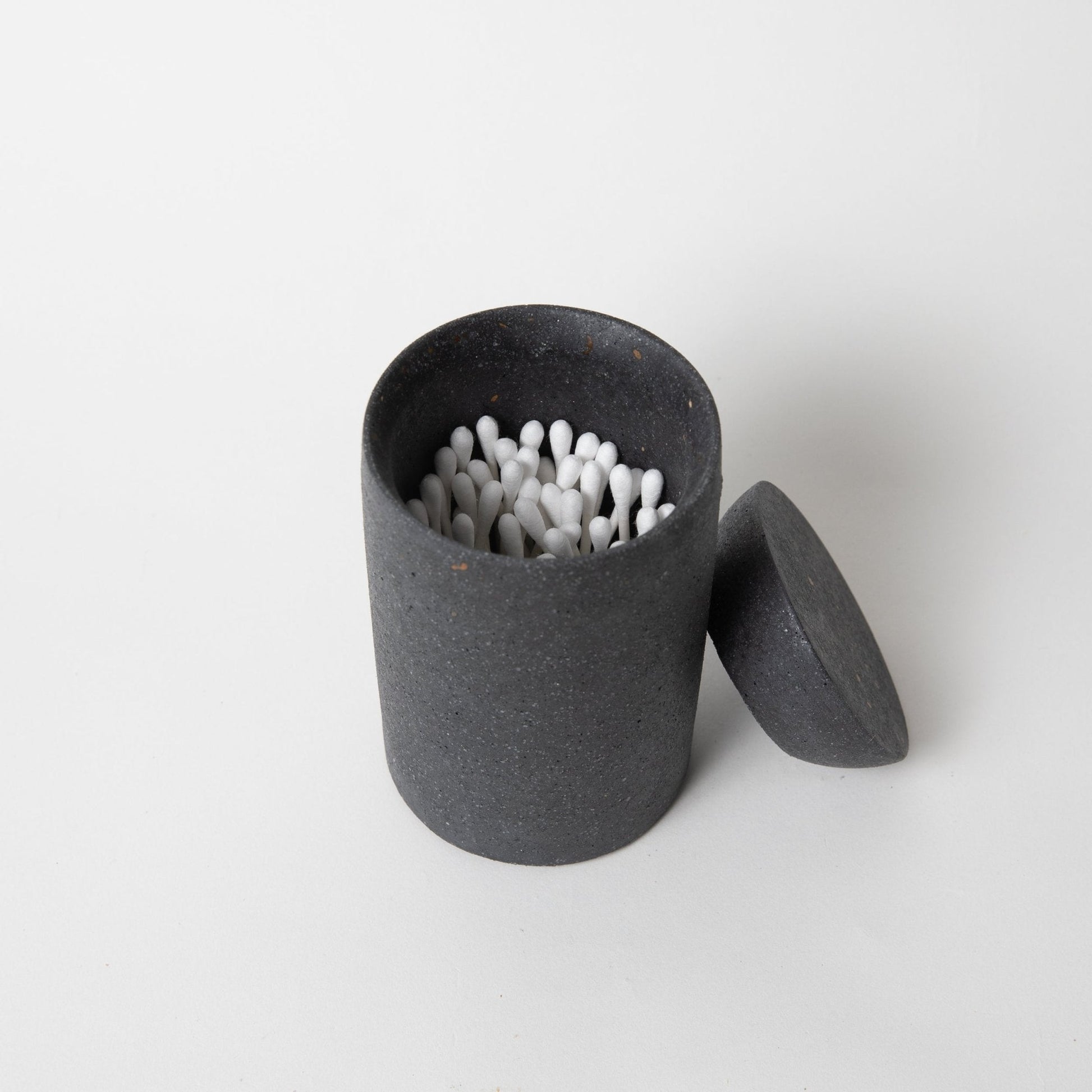 Cotton Swab Holder (w/o lid) | Black Terrazzo - pretti.cool