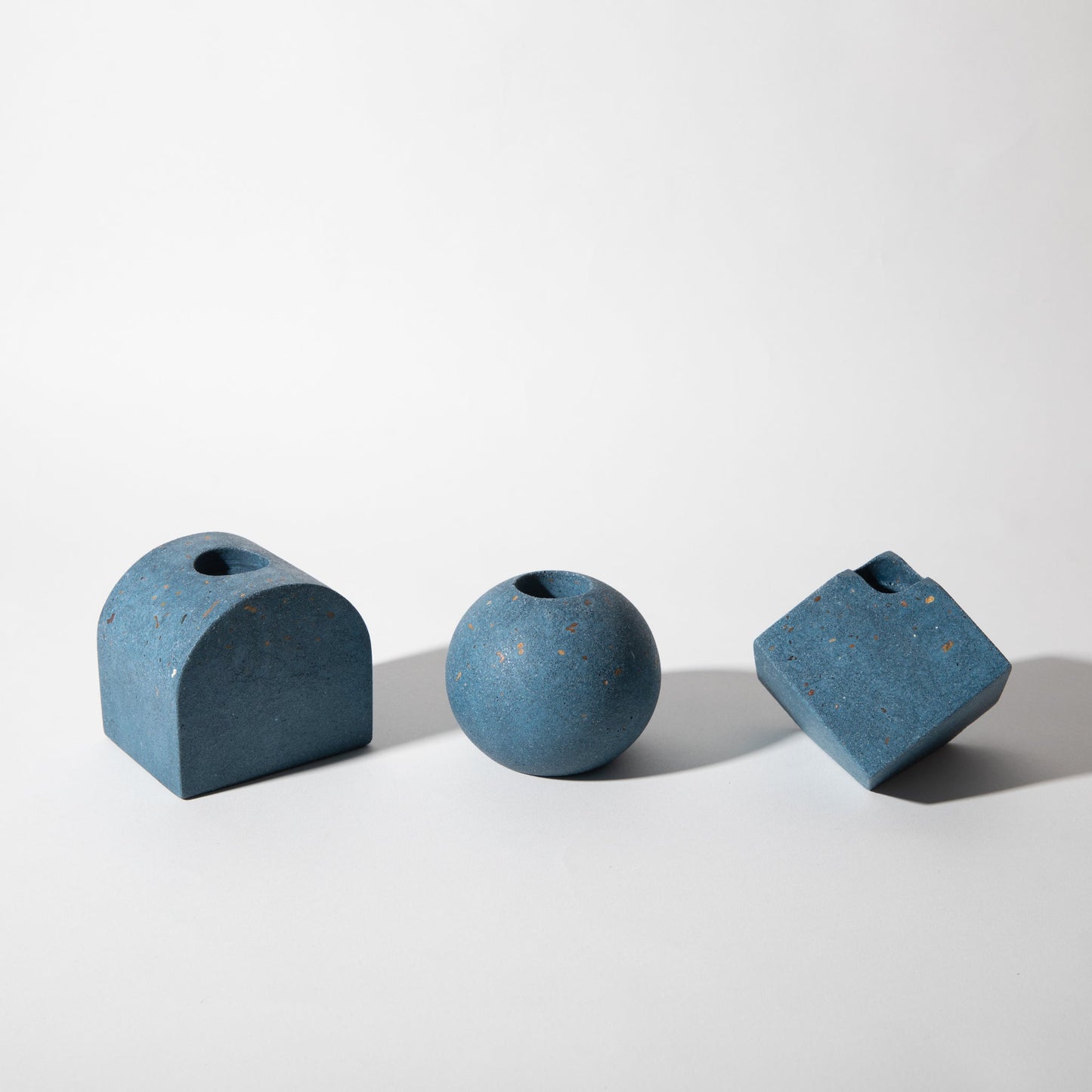 Block Candlestick Holder Set | Cobalt Terrazzo