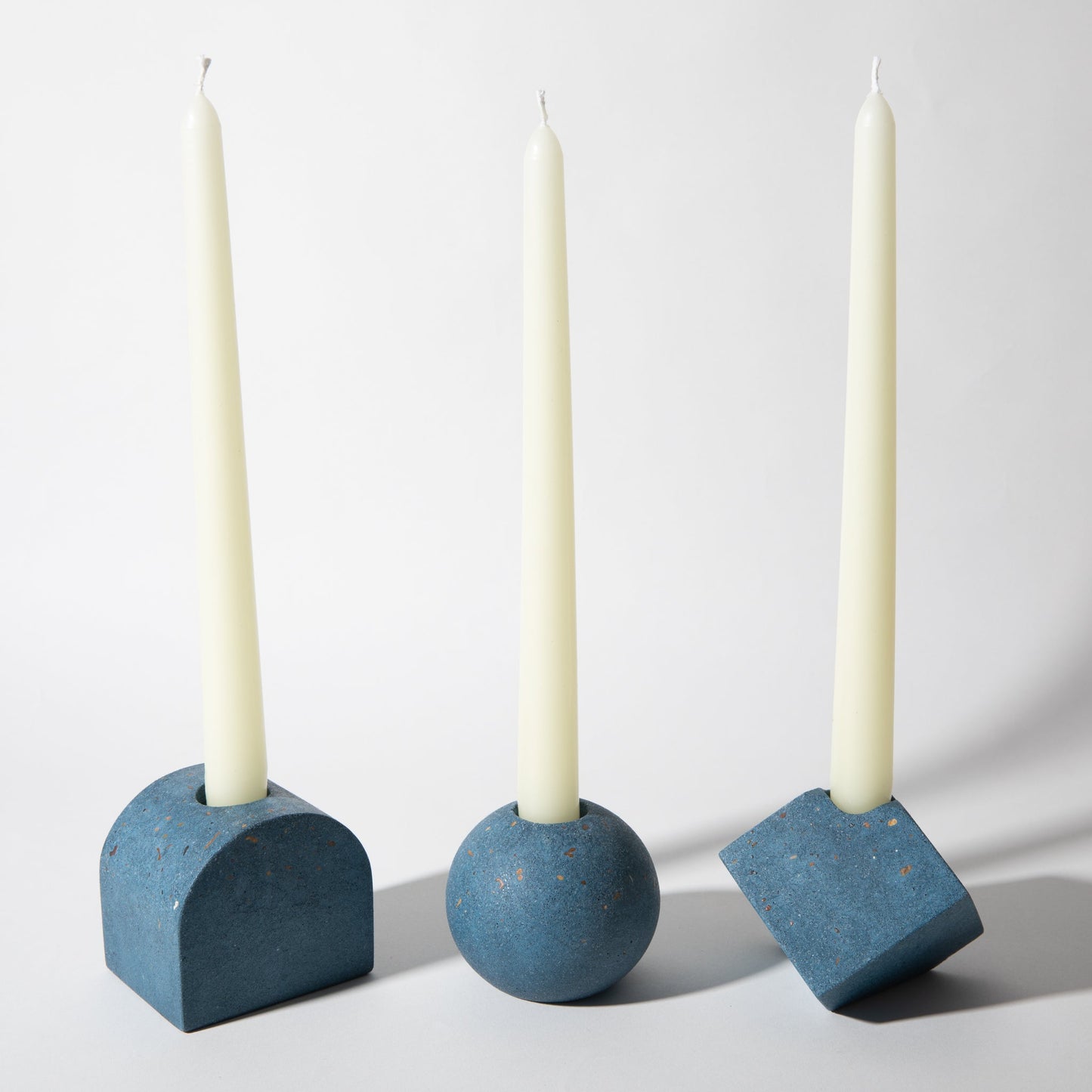 Block Candlestick Holder Set | Cobalt Terrazzo