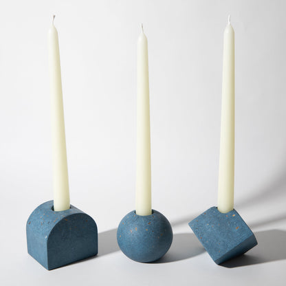 Block Candlestick Holder Set | Cobalt Terrazzo