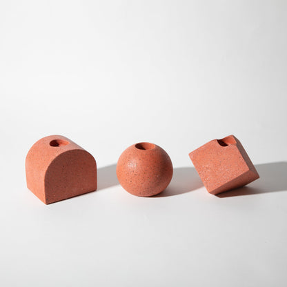 Block Candlestick Holder Set | Coral Terrazzo