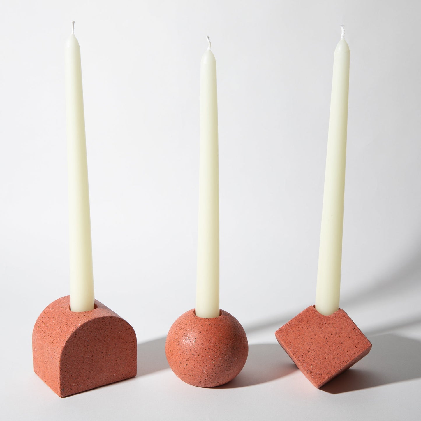 Block Candlestick Holder Set | Coral Terrazzo