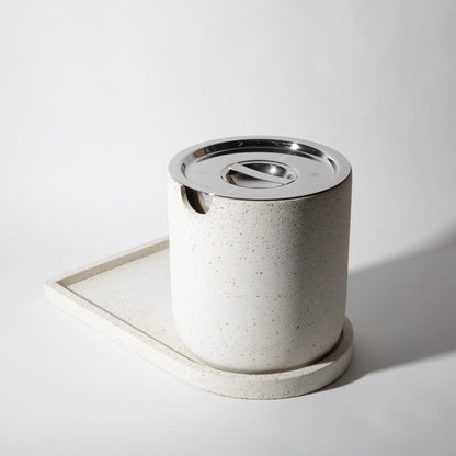 Ice Bucket w/ Tray | White Terrazzo