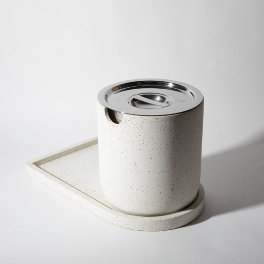 Ice Bucket w/ Tray | White Terrazzo