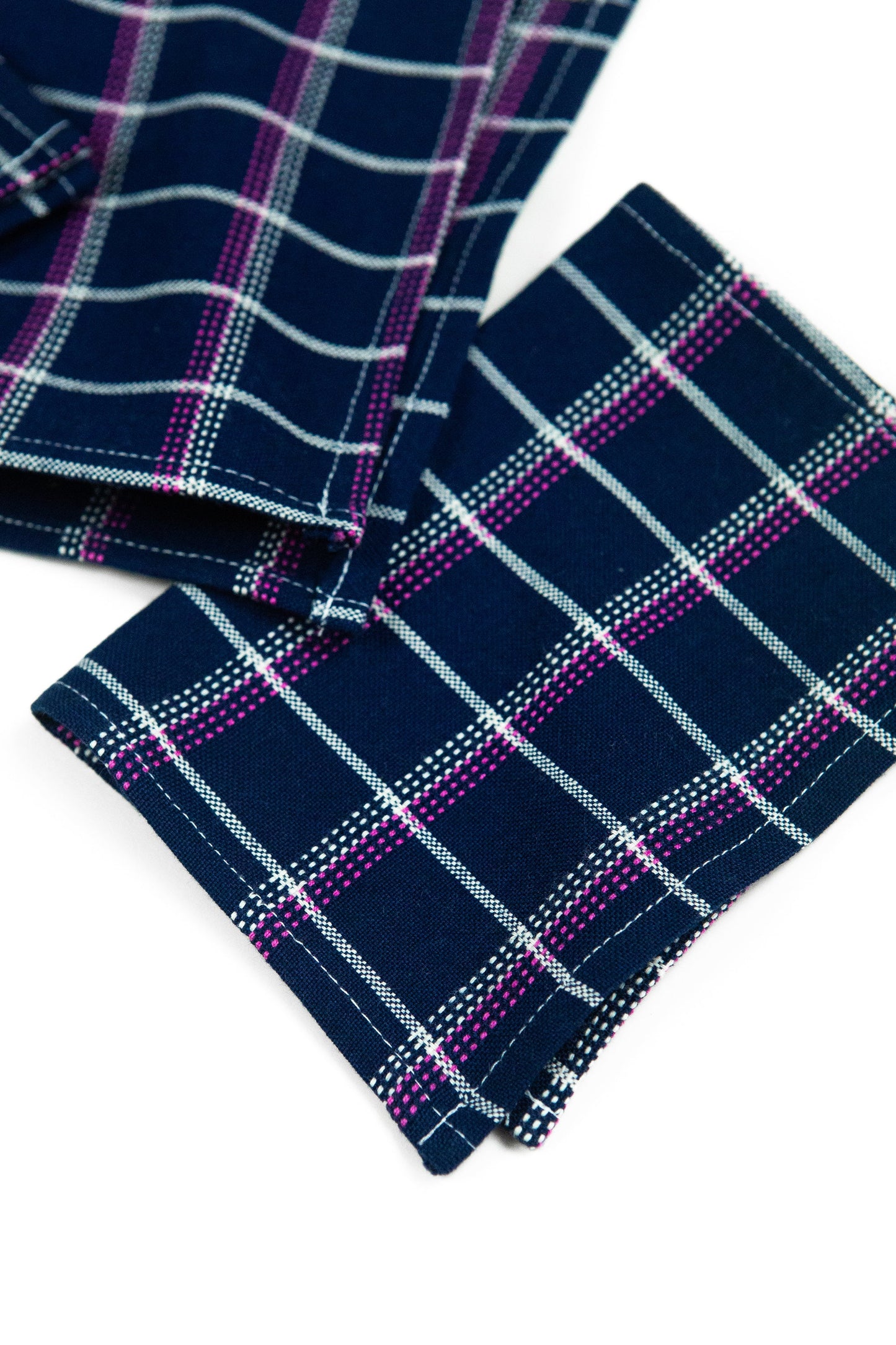 San Lucas Plaid Navy Cocktail Napkins, Set of 4