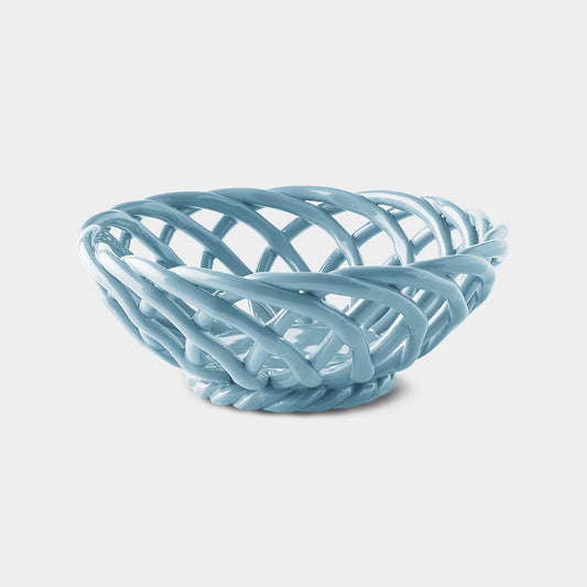 OCTAEVO Sicilia Ceramic Basket Small - Light Blue