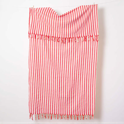 Coral Stripe Turkish Towel