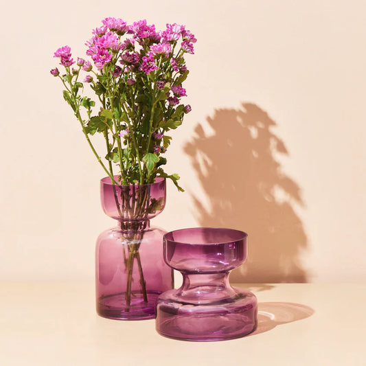 Slate Pink Handblown Glass vase  Short ,5.90x5.90x 5.51Inch